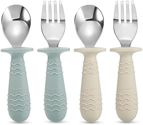 PandaEar Baby Toddler Silicone Stainless Steel Utensils BPA Free