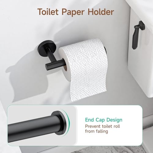 USHOWER Matte Black Bathroom Hardware Set for Modern Bathrooms