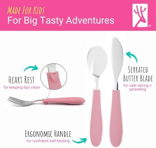 Elk and Friends Kids Silverware with Silicone Handle