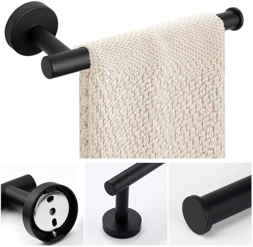 Hand Towel Holder Rustproof Matte Black Modern Design Flexible Use