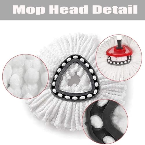 ANREKEYHSpin Mop Microfiber Mop Refills Set 4 Heads 30-58in Handle 1 Base
