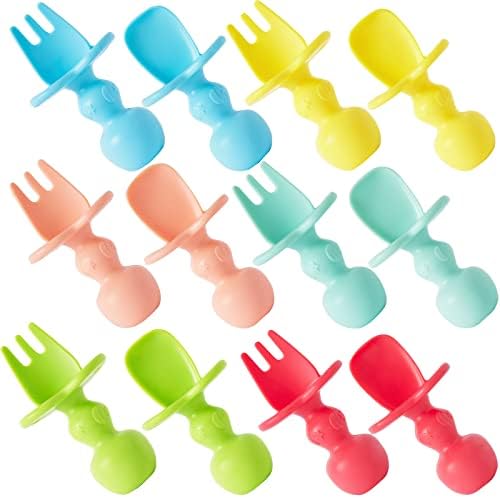 Perfect Baby Utensils Set Self-Feeding Ergonomic Design Safety Baffled 12-Piece binge