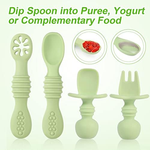 4-Piece Silicone Baby Spoons for Self-Feeding