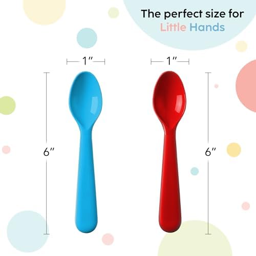 PLASKIDY Kids Spoons Set of 18 - BPA Free Dishwasher Safe