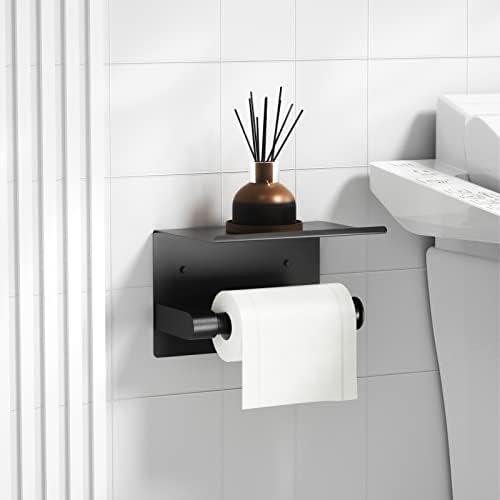 ASTOFLI Black Toilet Paper Holder with Shelf