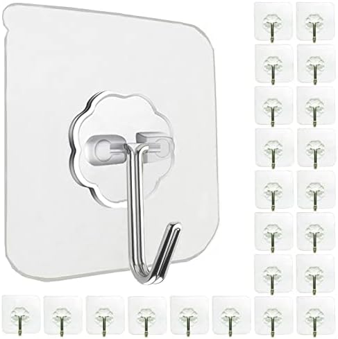 Secure Stick-On Adhesive Wall Hooks 24 Pack