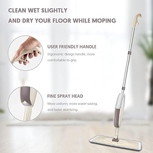 Spray Mop with Refillable Bottle 3 Washable Microfiber Pads
