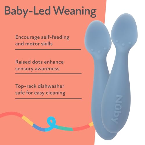 Nuby Silicone Mini Spoons 2-Pack for 4 Month Babies Blue