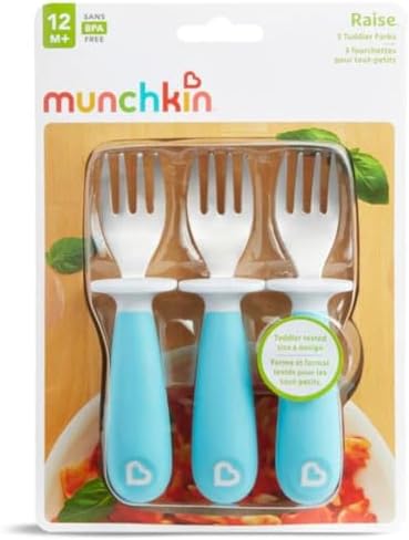 Munchkin Toddler Fork Set 3-Pack Blue stainless steel for toddlers