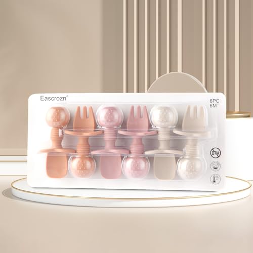 Eascrozn Silicone Baby Spoon and Fork Set