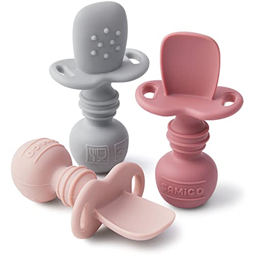 SAMiGO Silicone Baby Spoons Set of 3 6 Months