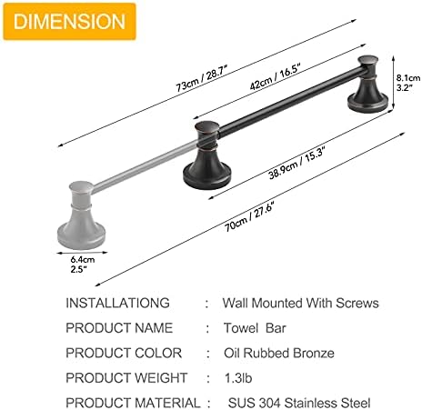BESy Adjustable Bronze Towel Bar Round