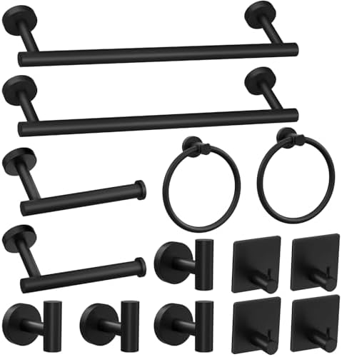 Lckppo 14-Piece Black Bathroom Hardware Set