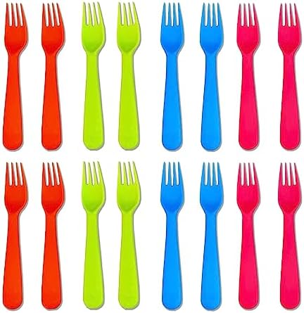 Jawbush 16Pcs Plastic Kids Forks BPA-Free Durable Set for Toddlers