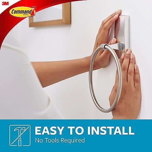 Command Hand Towel Holder Damage-Free Bathroom Organizing Kit Satin Nickel