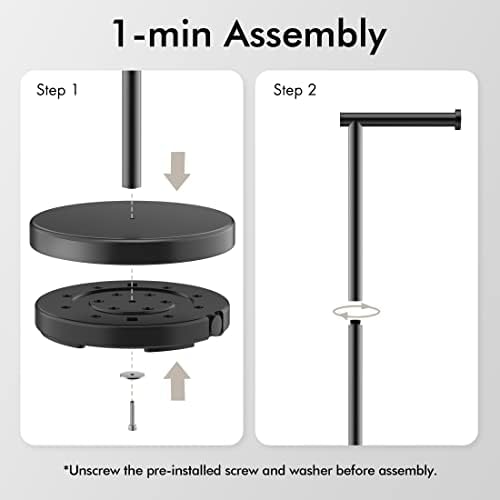 Sturdy Mat Black Stainless Steel Toilet Paper Holder Stand