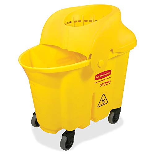 Rubbermaid WaveBrake 35 QT Bucket Wringer Combo Yellow Heavy-Duty