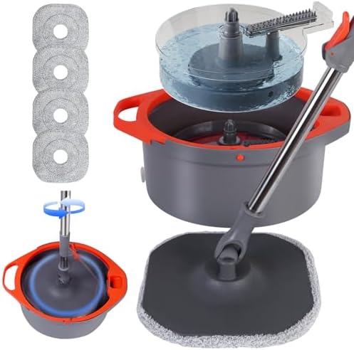 Efficient Dual Bucket Spin Mop with Foldable Handle for Deep Cleaning