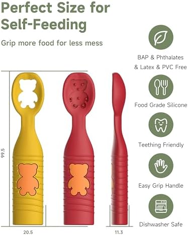 4-Pack silicone baby spoons for teething and self-feeding
