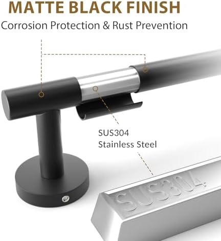 Matte Black Towel Bar 24-Inch Stainless Steel