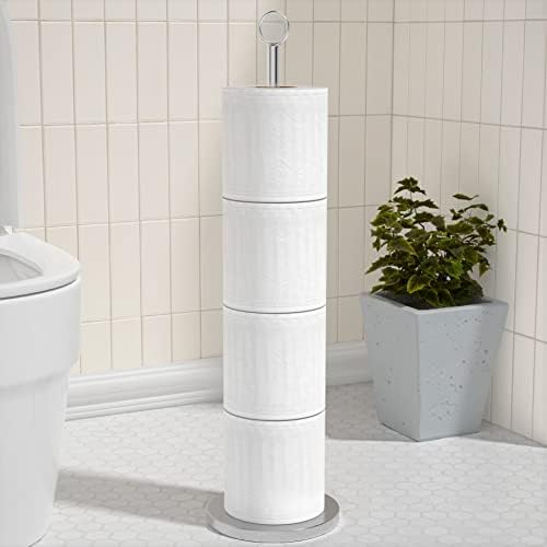 Modern Stainless Steel Toilet Paper Holder Stand with 4 Rolls Capacity