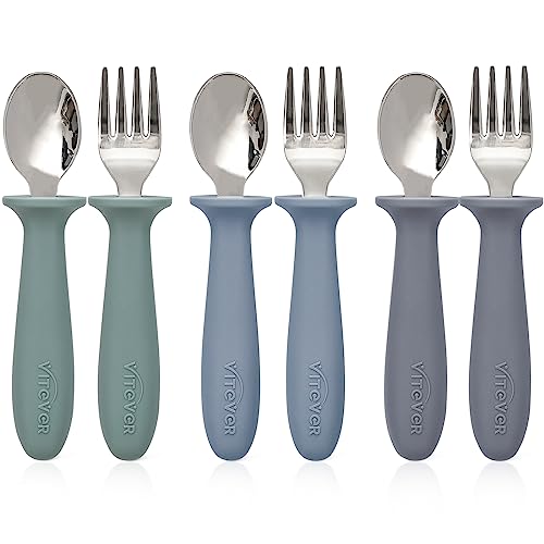 6-Piece Toddler Flatware Set with Silicone Handle for Preschoolers