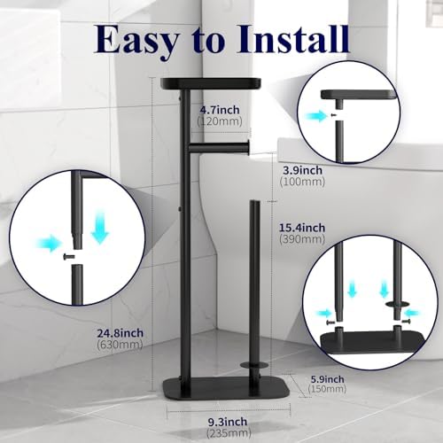 Kitsure Multifunctional Toilet Paper Holder Rust-Proof Black Durable