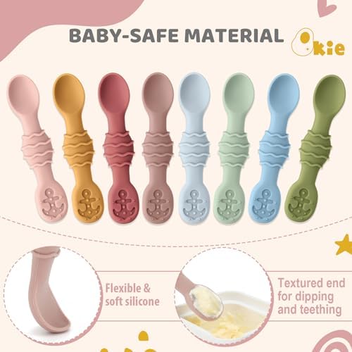 4-Piece Silicone Baby Spoons Lollipop Pink Safe for Infants Toddlers
