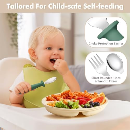 DRKIO 8 Piece Toddler Utensils Set Safe Ergonomic and Perfect for Kids
