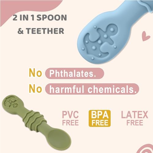 4-Piece Silicone Baby Spoons Lollipop Pink Safe for Infants Toddlers