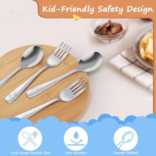 AUOikk 10-Piece Toddler Flatware Set - Kids Utensils Silverware with Ergonomic Handle
