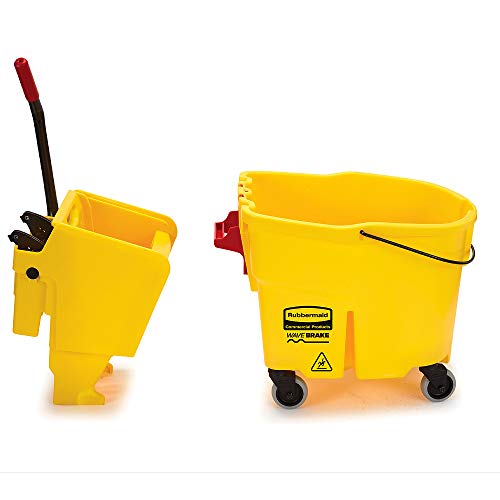 Rubbermaid 44 qt WaveBrake Mop Bucket on Wheels with Foot Drain Yellow