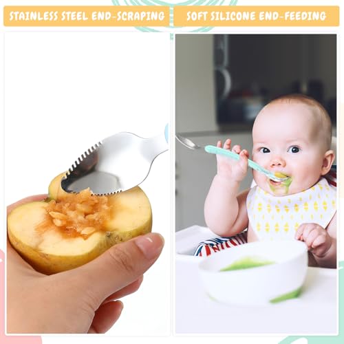 Lallisa 2 Pcs Double Head Baby Silicone Food Spoon for infants