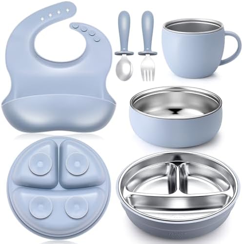 6pc Stainless Steel Plates Bowls Set for Kids