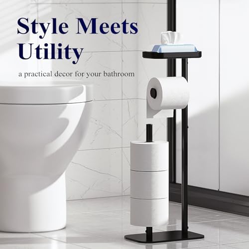 Kitsure Multifunctional Toilet Paper Holder Rust-Proof Black Durable