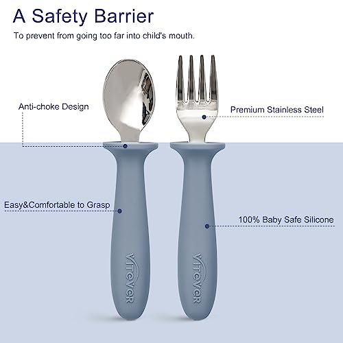 6-Piece Toddler Flatware Set with Silicone Handle for Preschoolers