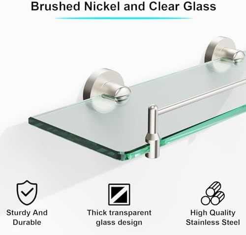 Rust-Resistant Floating Glass Shelf
