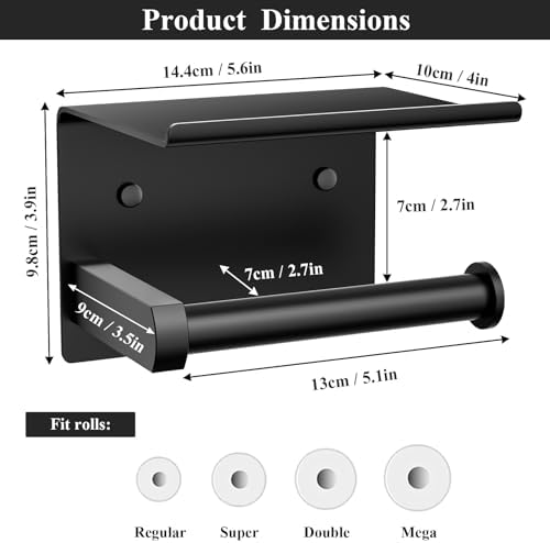 Stainless Steel Toilet Paper Holder with Phone Shelf Rustproof