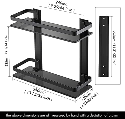 Bathkens 2-Tier Glass Shelf Black with Aluminum Frame