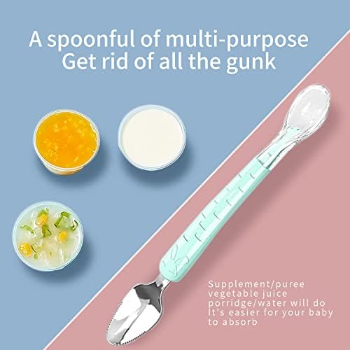 Double Head Baby Silicone Food Spoon Green