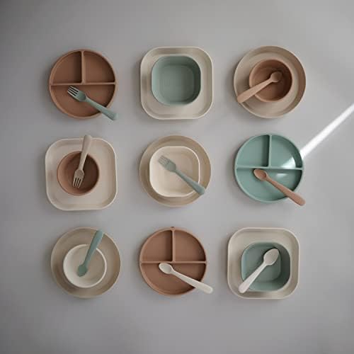 Mushie Flatware Set for Kids Sage Colors