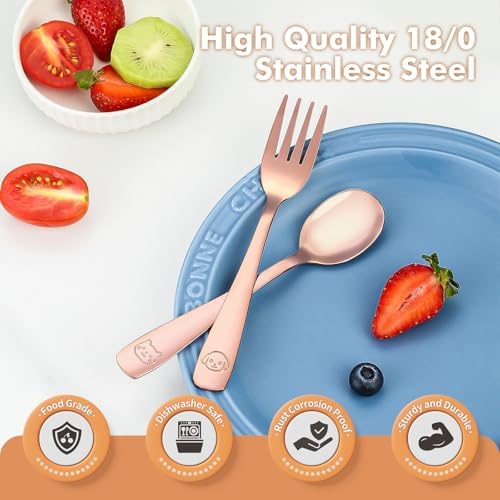 DRKIO 12-Piece Stainless Steel Toddler Utensils Set Safe Durable for Kids