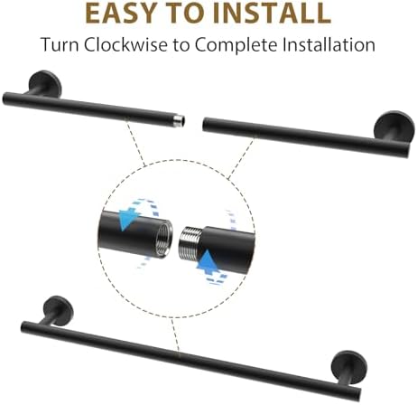 Matte Black Towel Bar 24-Inch Stainless Steel