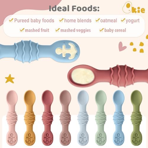 4-Piece Silicone Baby Spoons Lollipop Pink Safe for Infants Toddlers