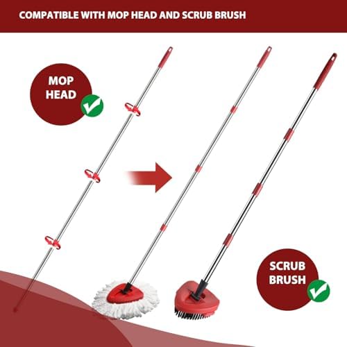 4-Section Adjustable Spin Mop Handle - Durable for Easy Cleaning