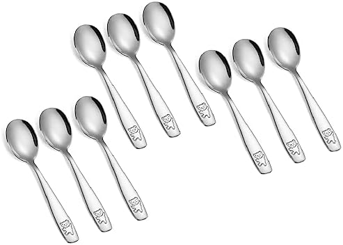Pimoys 9-Piece Toddler Spoons Set Safe Stainless Steel Kids Cutlery