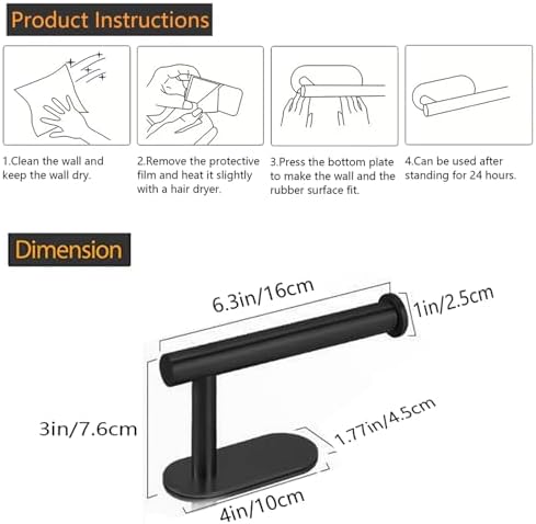JOPOFI Stainless Steel Toilet Paper Holder - Wall-Mounted Stick-On