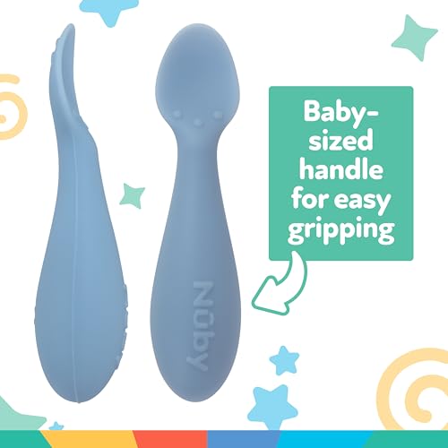 Nuby Silicone Mini Spoons 2-Pack for 4 Month Babies Blue