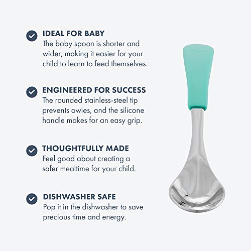 Avanchy Baby Spoons Set Stainless Steel and Silicone for 4-Month Babies