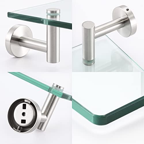 Durable 2-Piece Rustproof Bathroom Glass Shelves with 8MM Tempered Glass Storage